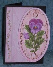 Purple Pansy Card Front(oval) by Linda Wright