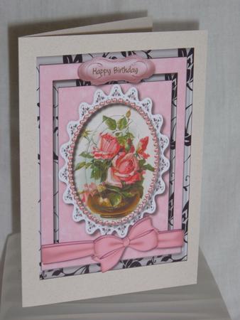 Beautiful Roses in a Pearl and Lace Frame ( Pyramid ) by Linda Wright