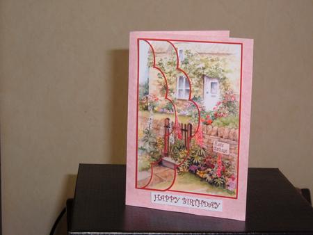Rose Cottage Scalloped Layered Card Front by Linda Wright