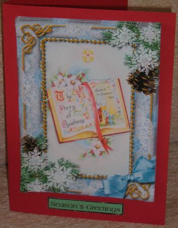 Christmas Book Snow 7x5in Spiral Wavy Edge Stacker by Linda Wright