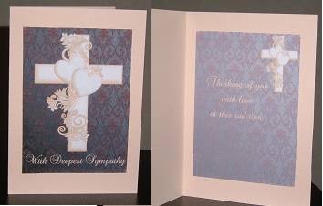 With Deepest Sympathy Cream Cross Quick Card with Insert by Linda Wright