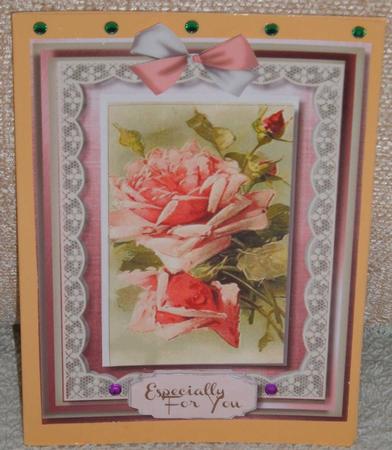 Beautifl Pink Roses and Cream Lace  by Linda Wright