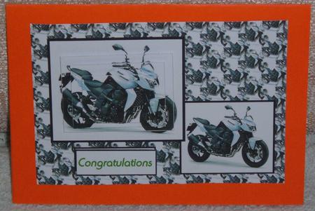 Motorbike Card Front by Linda Wright