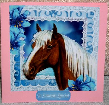 Beautiful Palomino in Fantasy Design with Flowers 8x8 by Linda Wright