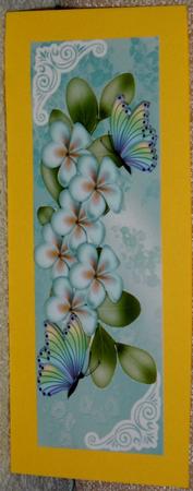 Cascading Blue Flowers with Rainbow Butterflies Tall Dl by Linda Wright