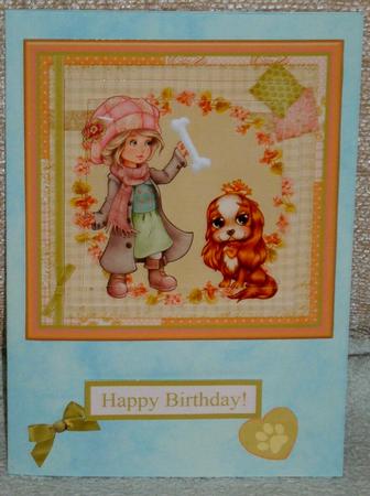 Cute Girl & Dog Pyramage Design by Linda Wright
