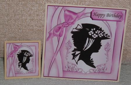 Lovely Vintage Silhouette Lady with Bow 8x8 by Linda Wright