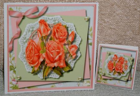 Beautiful Shabby Chic Roses on Lace  by Linda Wright