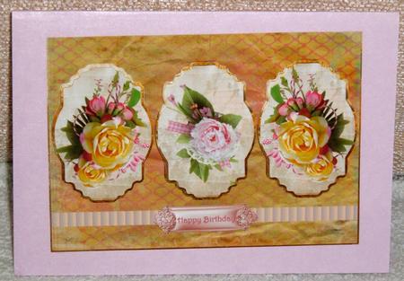 Vintage Flowers Panel Card by Linda Wright