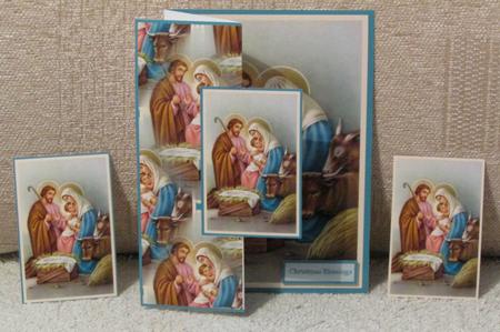 Birth of Jesus Fold Back Card and Toppers by Linda Wright