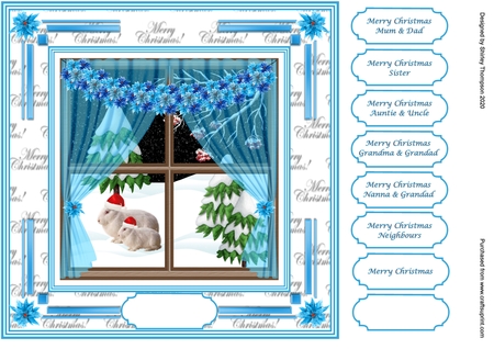 Window View Sheer Curtain Poinsettias-Christmas Wishes by Shirley Thompson