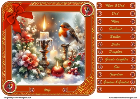 Robin and Candlelight Topper and Decoupage No.5 by Shirley Thompson