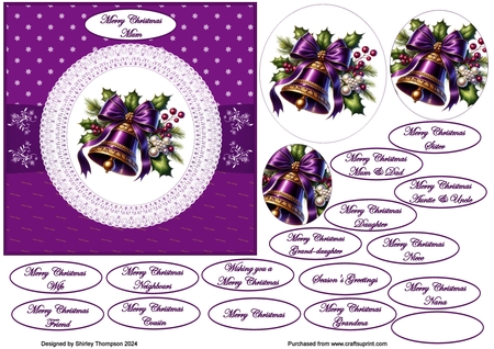 GORGEOUS CHRISTMAS BELLS, CLIPART, SUBLIMATION, PNG, CU4CU,  by Shirley Thompson