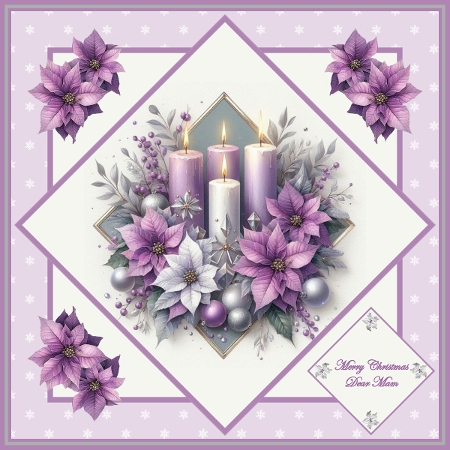 12 Purple Christmas Candle Toppers by Shirley Thompson