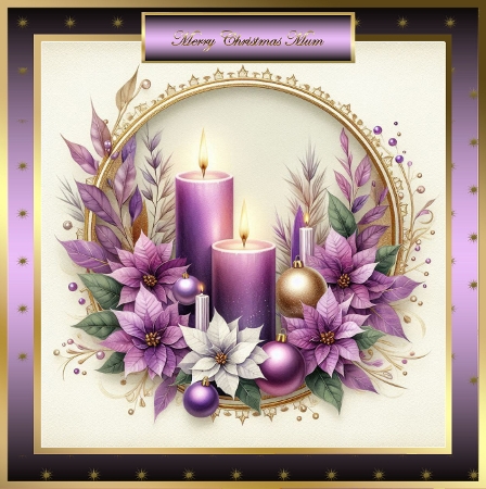 12 Purple Christmas Candle Toppers by Shirley Thompson