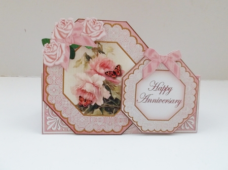Pink Rose Happy Anniversary Double Octagon Card Kit by Shirley Thompson