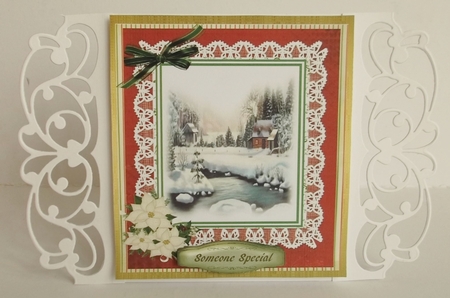 Beautiful Christmas Scene on Butterfly Lace by Shirley Thompson
