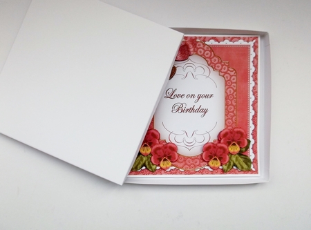 Red Pansy Love on Birthday Fancy 7in Decoupage Topper by Shirley Thompson