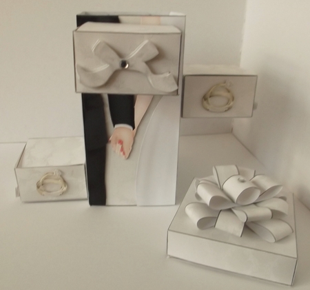 White wedding 3D treasure box kit by Shirley Thompson