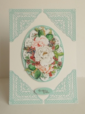 Beautiful Mixed roses on a Lace Mat,  by Shirley Thompson