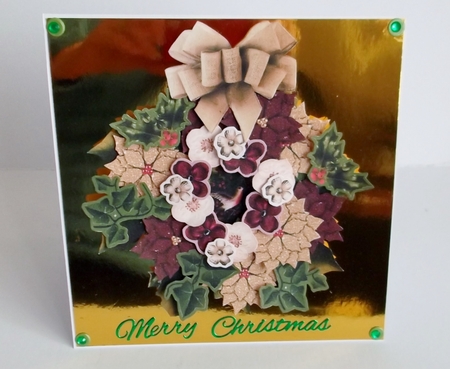 A Traditional Christmas 4x4 Wreath, Tree/Card Decoration. by Shirley Thompson