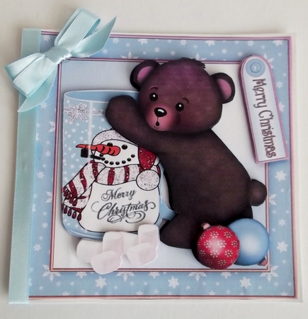 Hot Chocolate Xmas Bear Cardfront/Topper by Shirley Thompson
