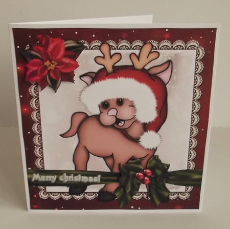 Gorgeous Festive reindeer 8x8 by Shirley Thompson