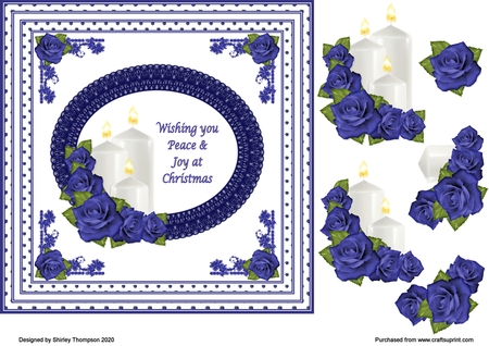 Navy Rose and Candle Decoupage by Shirley Thompson