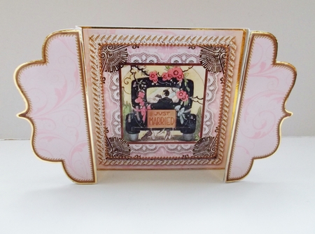 Just Married Car 1 Lace Bracket Wrap Card by Shirley Thompson