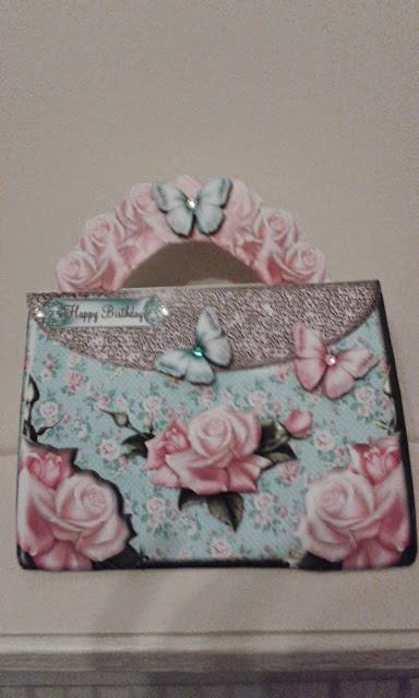 Gorgeous Pink and Blue Handbag Shaped Card Kit by Carol Hanratty