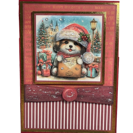 Christmas Puppies Card Front 7x5 by Debbie Bastian