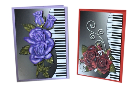 4 Quick Cards Music & Beautiful Roses  by Debbie Bastian