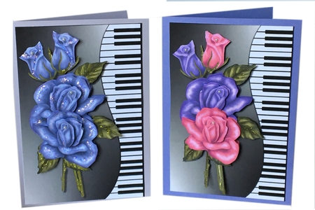 4 Quick Cards Music & Beautiful Roses  by Debbie Bastian