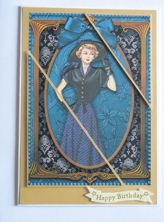 Elegant Teal Lady 7x5inch Triangle Duo Corner Stacker by Margaret Gordon