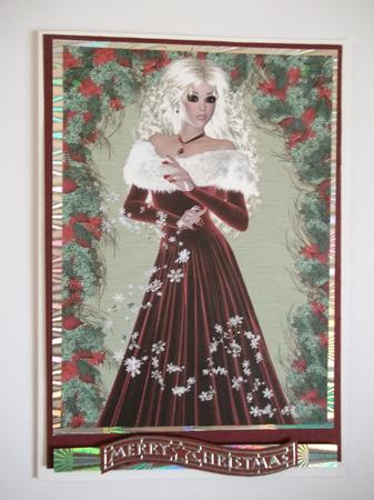 Snowflake Swirl Christmas A4 Card Front by Margaret Gordon