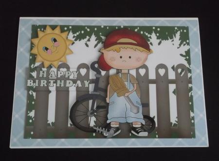 Little Boy with His Bike Out in the Sunshine A4 by Margaret Gordon