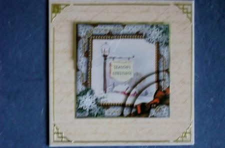 Pub Sign Snow 6 Inch Duo Corner Stack Card Front by Margaret Gordon