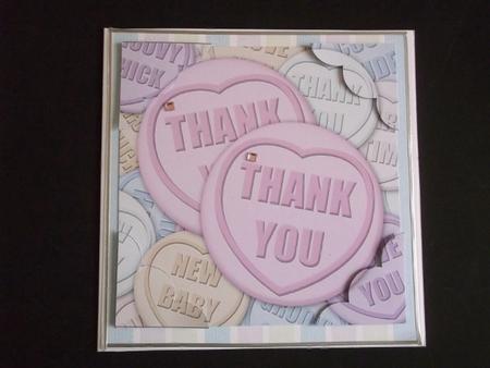 8 x 8 Thank You Sweet Heart Scalloped Corner Topper by Margaret Gordon