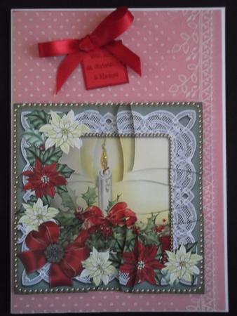 Single Candle Poinsettia 5in Cross Stacker by Margaret Gordon