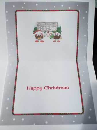 Crazy Christmas Pudding Couple with Mistletoe and sign BOTH OF YOU 5x7 by Susan Daywan
