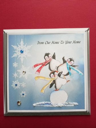 From our home to your home - Acrobat Penguins Christmas Mini Kit & Decoupage 7x7 by Susan Daywan
