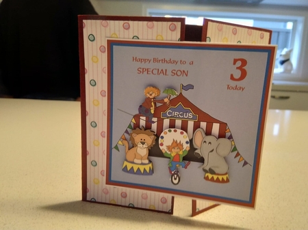 Birthday Card for Son Age 3 with Circus Scene by Susan Doyle