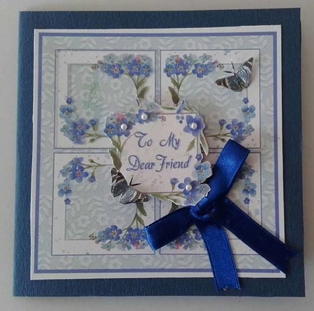 Four Square Blooms & Butterflies Card Topper by Susan Doyle
