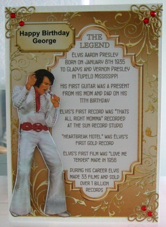 Elvis The Legend - 7x5 inch card front with decoupage by Amanda Cousins