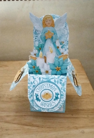 Teal Green Christmas Angel Pop-Up Box by Amanda Cousins