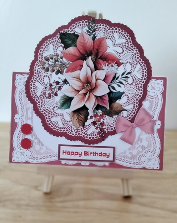 Birth Month & Christmas December Poinsettia & All Occasions 7 x 7 Shaped Cards by Amanda Cousins