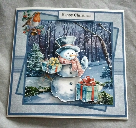 Snowman with gifts 7x7 by Amanda Cousins