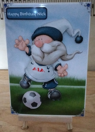 Football Gnome White and Blue  by Amanda Cousins