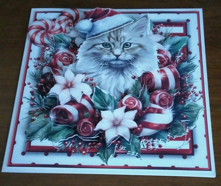 The Sweetest Christmas Candy Cane & Cute Cat by Amanda Cousins