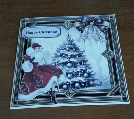 Art Deco Christmas 2 - 6x6 inch card front with decoupage by Amanda Cousins